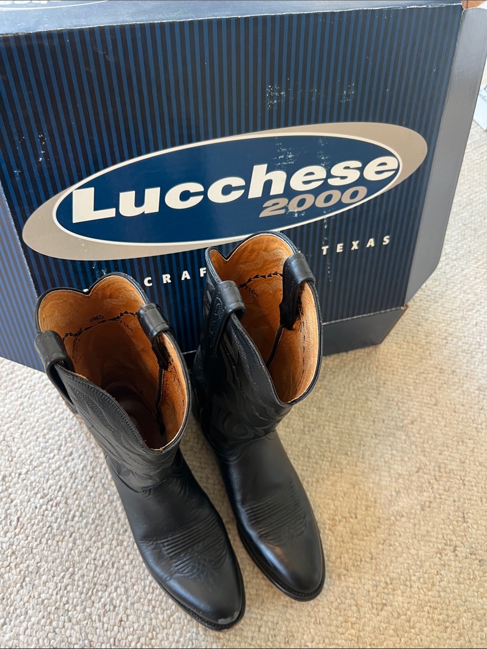 Lucchese Black Embroidered Western Boots - Picture 5 of 7
